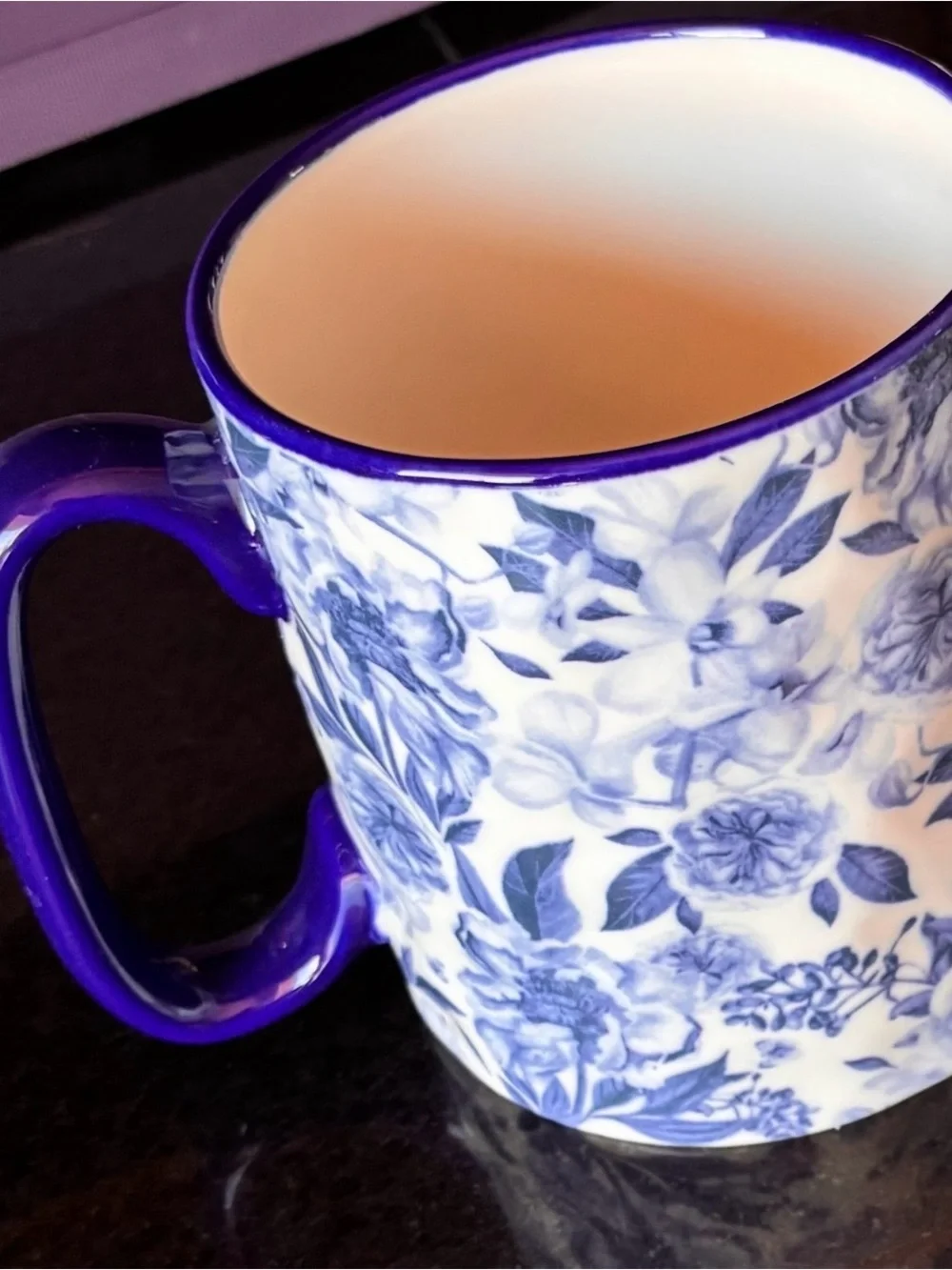 Floral Ceramic Mug Set – Blue & Pink